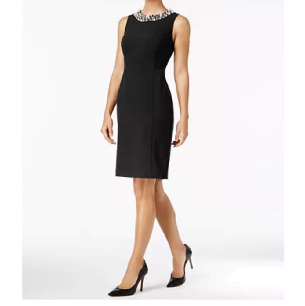 Calvin Klein Beaded Sheath Dress,regular